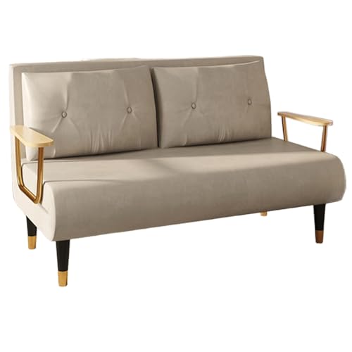 Chaiselongue Sofa mit Schlaffunktion Nordic Technischer Stoff Gästebett 6-Fach Verstellbare Rückenlehne Schlafsofa mit Goldenen Metallbeinen für Wohnzimmer, Schlafzimmer(Beige,190 * 120 * 30cm) von Generic