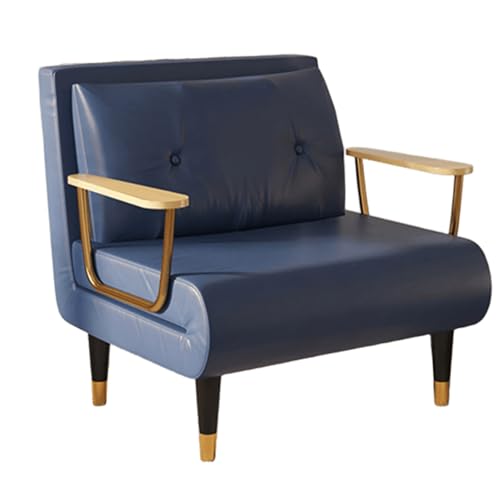 Chaiselongue Sofa mit Schlaffunktion Nordic Technischer Stoff Gästebett 6-Fach Verstellbare Rückenlehne Schlafsofa mit Goldenen Metallbeinen für Wohnzimmer, Schlafzimmer(Blue,190 * 100 * 30cm) von Generic