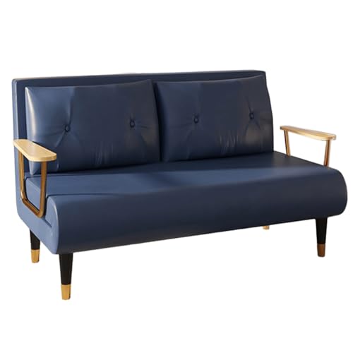 Chaiselongue Sofa mit Schlaffunktion Nordic Technischer Stoff Gästebett 6-Fach Verstellbare Rückenlehne Schlafsofa mit Goldenen Metallbeinen für Wohnzimmer, Schlafzimmer(Blue,190 * 120 * 30cm) von Generic