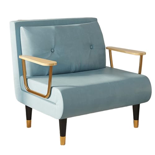 Chaiselongue Sofa mit Schlaffunktion Nordic Technischer Stoff Gästebett 6-Fach Verstellbare Rückenlehne Schlafsofa mit Goldenen Metallbeinen für Wohnzimmer, Schlafzimmer(Green,190 * 100 * 30cm) von Generic