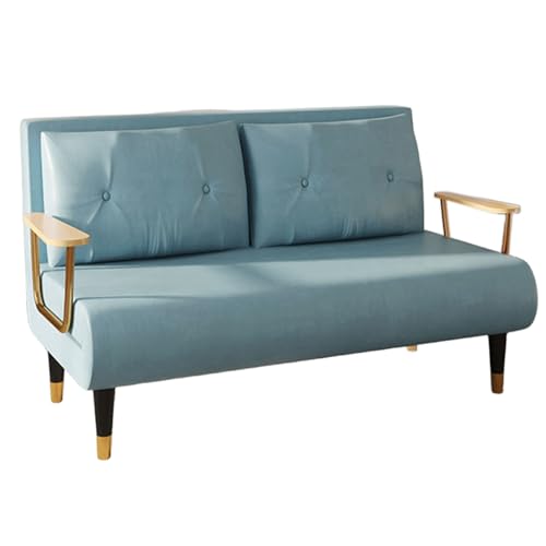 Chaiselongue Sofa mit Schlaffunktion Nordic Technischer Stoff Gästebett 6-Fach Verstellbare Rückenlehne Schlafsofa mit Goldenen Metallbeinen für Wohnzimmer, Schlafzimmer(Green,190 * 120 * 30cm) von Generic
