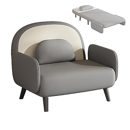 Chaiselongue Sofa mit Schlaffunktion Recamiere mit 5 Fach Verstellbarer Rückenlehne Gästebett Klappbar für Erholung, Nickerchen, Zusatzbetten Tragfähigkeit 250KG(Gray,195 * 70 * 26cm) von Generic