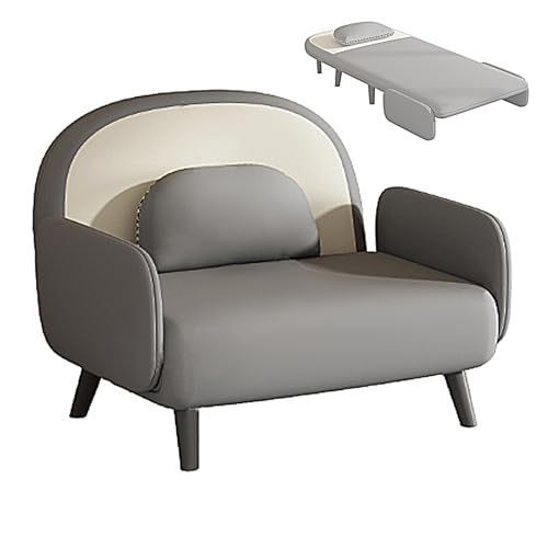 Chaiselongue Sofa mit Schlaffunktion Recamiere mit 5 Fach Verstellbarer Rückenlehne Gästebett Klappbar für Erholung, Nickerchen, Zusatzbetten Tragfähigkeit 250KG(Gray,195 * 90 * 26cm) von Generic