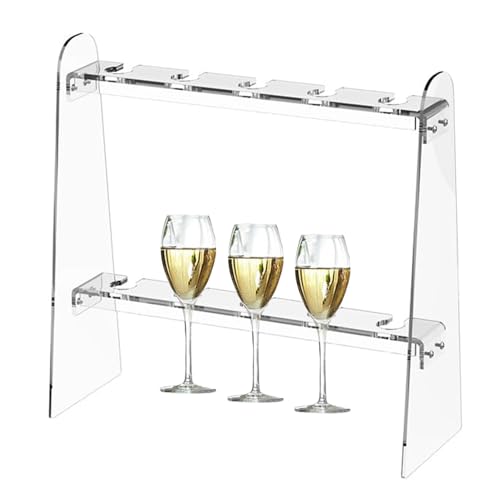 Champagnerflötenhalter, Champagnerglashalter | 2-lagiger transparenter Glashalter aus Acryl | Elegante, einfach zu montierende, dekorative Weinglas-Ausstellungsregale mit 10 Fächern für Hochzeiten und von Generic