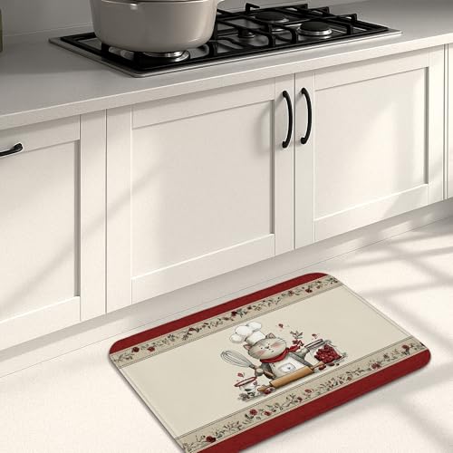 Chef Design Küchenmatten für den Boden, Vintage-Kochthema, gepolstert, rutschfest, Komfort-Teppich für Küchendekoration, waschbar, weiche Matten für Kochräume, 50,8 x 78,9 cm von Generic