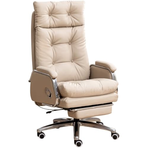 Chefsessel Mit 90°-155° Verstellbarer Rückenlehne - Robuster Computerstuhl Aus PU-Leder Mit Hoher Rückenlehne, Tragkraft 200 Kg/440 Lbs(Light Gray) von Generic