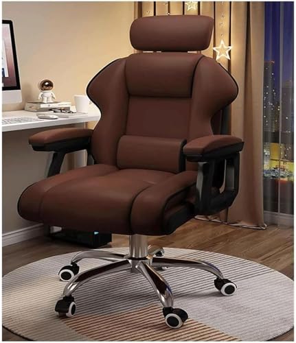 Chefsessel Mit Hoher Rückenlehne Pu-Leder-liegestuhl Mit Lendenwirbelstütze Schreibtischstuhl Verstellbare Kopfstütze Computerstuhl, Brown Chefsessel Mit Hoher Rückenlehne Pu-Leder-liegestuhl Mit Lendenwirbelstütze Schreibtischstuhl Verstellbare Kopfstütze Computerstuhl, Brown von Generic