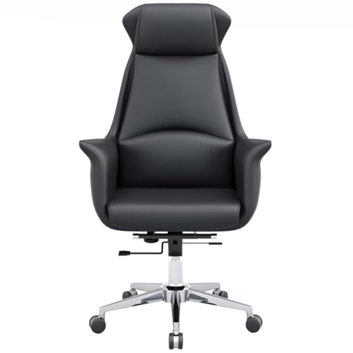 Chefsessel Mit Hoher Rückenlehne Und Ergonomischem Design – Gaming-Sitz Mit Drehfunktion Und Anhebefunktion Aus Echtem Leder, Mehrere Farboptionen(Black Chair) von Generic