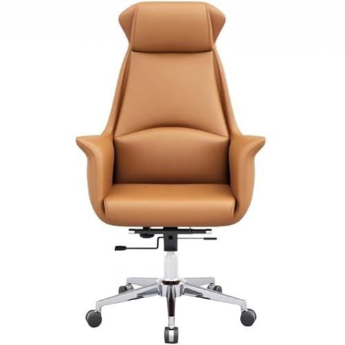 Chefsessel Mit Hoher Rückenlehne Und Ergonomischem Design – Gaming-Sitz Mit Drehfunktion Und Anhebefunktion Aus Echtem Leder, Mehrere Farboptionen(Orange) von Generic