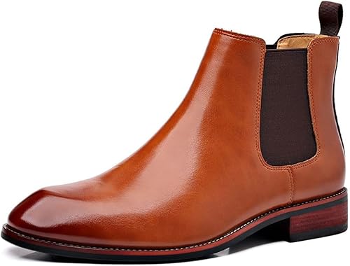 Chelsea High-top-lederstiefel Für Herren Mit Spitzer Zehenpartie Im Britischen Stil, Brown, 8.5 UK von Generic