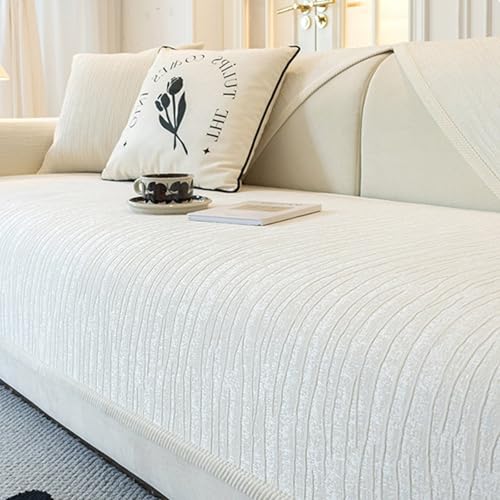 Chenille Couch Überzug, Universal Antirutsch Couch überzug für U Form L Form Sektionssofa Dicke Strukturierte Sofaschoner für 1 2 3 4 Sitzer Sofa (6,90X160CM) von Generic