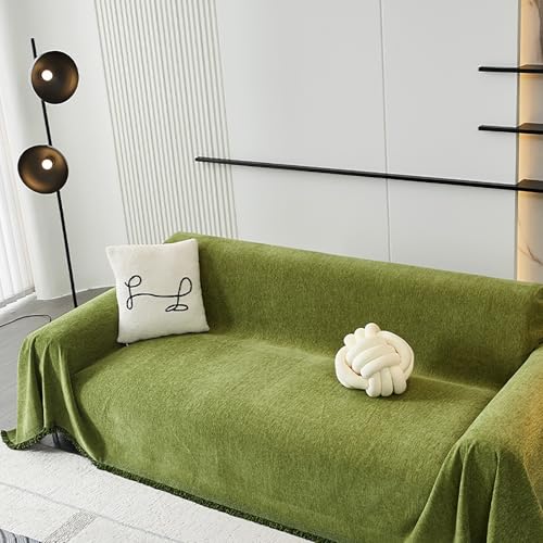 Chenille Ganzjährig Nutzbar Sofabezug, Einfarbig Sofa Überwurfdecke 1/2/3/4 Sitzer, Vielseitige Sofaüberwurf Couch Überzug Sofa Cover L Form U Ecksofa Große SofaÜberzug(Green,180x180cm) von Generic