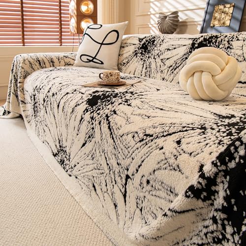 Chenille Sofa Überwurfdecke, Vielseitige Sofaüberwurf für 1/2/3/4 Sitzer L Form U Ecksofa Große Sofa Überzug(Black,180x180) von Generic