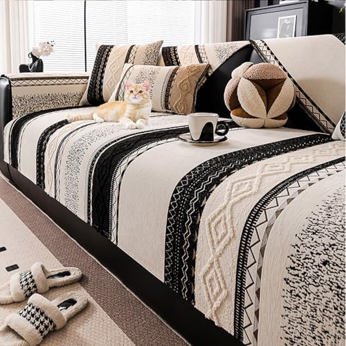 Chenille Sofa Überzug, Super Weicher rutschfest Sofaschoner für Couch Überzug 1 2 3 4 Sitzer, Universelle Sofaüberwurf, Ecksofa, Waschbar und Haustierfreundlich Sofabezug(E,120x160cm) von Generic