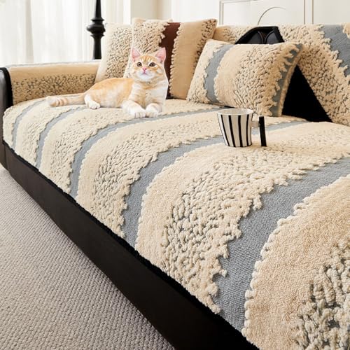 Chenille Sofa Überzug, Super Weicher rutschfest Sofaschoner für Couch Überzug 1 2 3 4 Sitzer, Universelle Sofaüberwurf, Ecksofa, Waschbar und Haustierfreundlich Sofabezug(F,70x70cm) von Generic