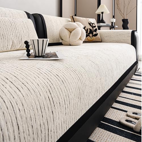 Chenille Sofabezug 1 2 3 4 Sitzer, Sofaschoner rutschfest, Dicke Strukturierte für U Form L Form Sektionssofa (1,90X70CM) von Generic