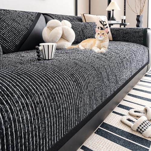 Chenille Sofabezug 1 2 3 4 Sitzer, Sofaschoner rutschfest, Dicke Strukturierte für U Form L Form Sektionssofa (10,70X90CM) von Generic