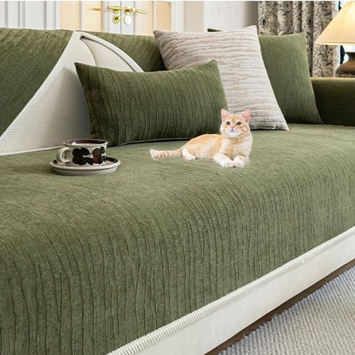 Chenille Sofabezug 1 2 3 4 Sitzer, Sofaschoner rutschfest, Dicke Strukturierte für U Form L Form Sektionssofa (2,70X70CM) von Generic