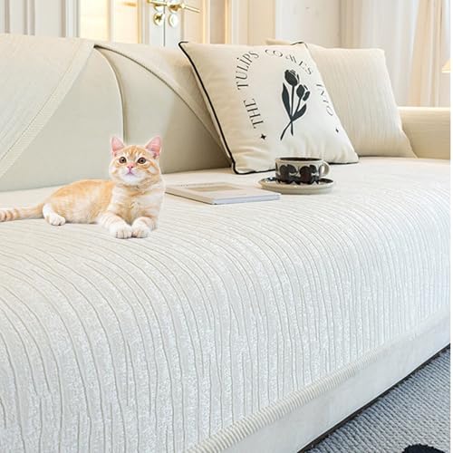 Chenille Sofabezug 1 2 3 4 Sitzer, Sofaschoner rutschfest, Dicke Strukturierte für U Form L Form Sektionssofa (5,70X90CM) von Generic