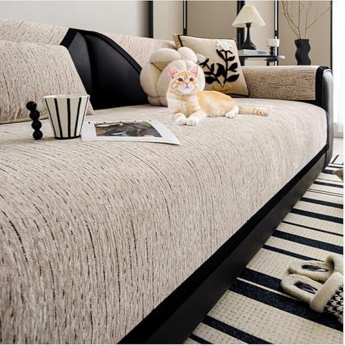 Chenille Sofabezug 1 2 3 4 Sitzer, Sofaschoner rutschfest, Dicke Strukturierte für U Form L Form Sektionssofa (6,70X70CM) von Generic