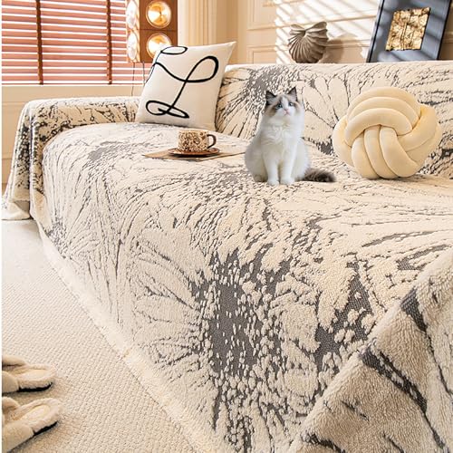 Chenille Sofadecke 1/2/3/4 Sitzer, Kratzfest waschbar Sofabezug für Sessel und Bett, passend für 2–4-Sitzer(Gray,180x150) von Generic