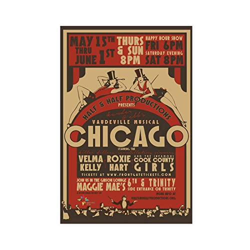 Chicago Musical Broadway Poster Leinwand Poster Wandkunst Dekor Druck Bild Gemälde für Wohnzimmer Schlafzimmer Dekoration Rahmen 30 x 45 cm von Generic