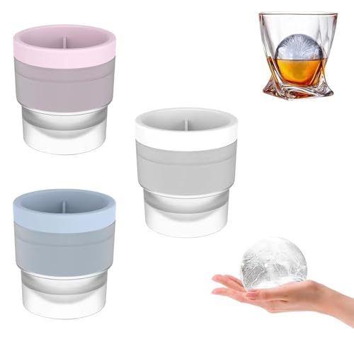 Chiclify Ice Ball Maker Mold - Premium Silicone Sphere Ice Mold with Easy Release & Slow-Melting for Bourbon Whiskey Cocktails, Stackable (3 Pcs) von Generic
