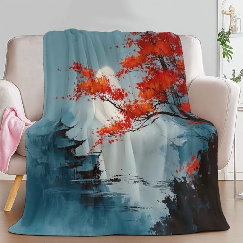 Chinesische Landschaft Blumen Kuscheldecke 220 x 240 cm Weiche Warme Decke, Blaugrau Flanell Schlafsofa Bedruckte Decke Für Kind Erwachsene Schlafzimmer Camping Picknick Chinesische Landschaft Blumen Kuscheldecke 220 x 240 cm Weiche Warme Decke, Blaugrau Flanell Schlafsofa Bedruckte Decke Für Kind Erwachsene Schlafzimmer Camping Picknick von Generic