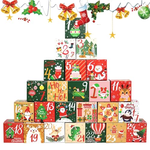 Christmas Countdown Kalender Box,24 Tage Weihnachts Countdown Leere Boxen Selbst Befüllen | Dekofigur Für Schreibtisch Kinder Mädchen Geschwister Freunde Christmas Countdown Kalender Box,24 Tage Weihnachts Countdown Leere Boxen Selbst Befüllen | Dekofigur Für Schreibtisch Kinder Mädchen Geschwister Freunde von Generic