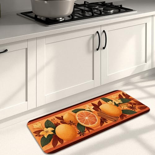Citrus-Küchenmatten für Boden, orangefarbene Früchte, Vintage, rustikal, weich, gepolstert, bequem, waschbar, rutschfest, Dekor-Teppiche für Küchenspüle, Waschküche, Badezimmer, 40,6 x 129,9 cm Citrus-Küchenmatten für Boden, orangefarbene Früchte, Vintage, rustikal, weich, gepolstert, bequem, waschbar, rutschfest, Dekor-Teppiche für Küchenspüle, Waschküche, Badezimmer, 40,6 x 129,9 cm von Generic