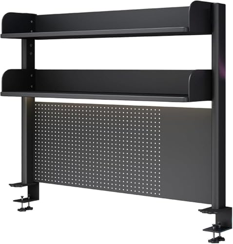 Clamp-on Schreibtisch Organizer, Desk Extender Pegboard Workstation, Desk Privacy Panel, Desktop Storage Shelf, Desktop Shelving System, für Home Office Gaming Desk+(Size:80cm) von Generic