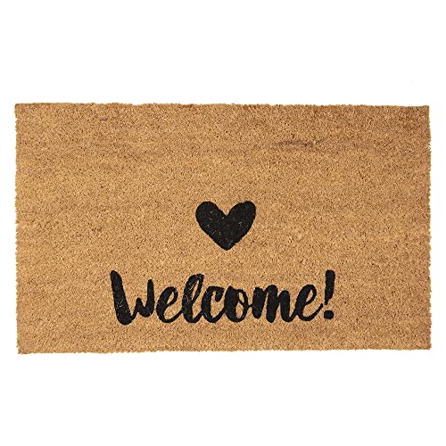 Clayre & Eef Trockenlaufmatte 75x45 cm Braun Schwarz Kokosnussfaser PVC Rechteckig Herzen Welcome von Clayre & Eef