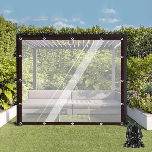 Clear Tarps Heavy Duty PVC verdicken transparente Planen mit Planenwinddicht von Tarpaulin -Tarifabdeckung Kunststoff -Plane für Terrassengehäuse, klar, 13'x10 '/4x3m von Generic