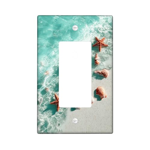 Coastal Seestern Lichtschalter-Abdeckplatten/Steckdosenabdeckungen, Aqua Blue Ocean inspiriertes Dekor für Sommer, Thermoplastische Wandplatten, Standardgröße, Einzelwippe von Generic