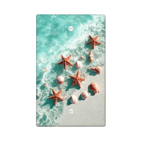 Coastal Seestern Lichtschalter-Abdeckplatten/Steckdosenabdeckungen, aquablaues Ozean-inspiriertes Dekor für den Sommer, thermoplastische Wandplatten, Standard-Größe, blanke Abdeckplatte Coastal Seestern Lichtschalter-Abdeckplatten/Steckdosenabdeckungen, aquablaues Ozean-inspiriertes Dekor für den Sommer, thermoplastische Wandplatten, Standard-Größe, blanke Abdeckplatte von Generic