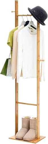 Coat Tree Garderobenständer 2 In 1 Bambusholz Mit 4 Haken Bodenstehender Baum Für Schlafzimmer Flur Baumständer, A, 163cm von Generic