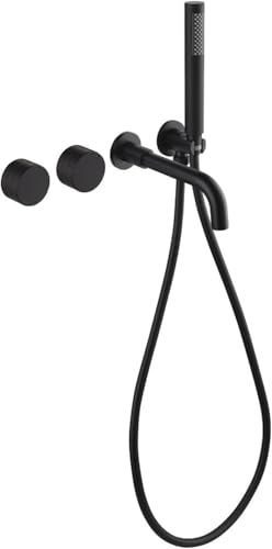 Coealed Badewannenarmatur Wandmontage 2 Funktionen Heiß Und Kalt Messing Split Typ Mischbatterie Badewannenarmatur Mit Handbrause, Black Coealed Badewannenarmatur Wandmontage 2 Funktionen Heiß Und Kalt Messing Split Typ Mischbatterie Badewannenarmatur Mit Handbrause, Black von Generic