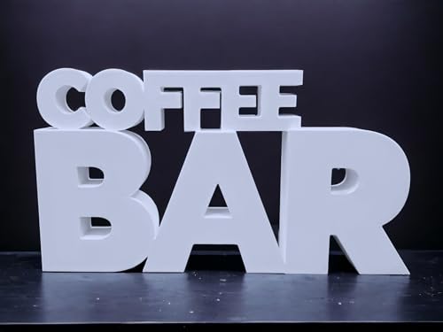 Coffee Bar Schriftzug - Aufsteller Schild Dekoration - 3D Gedruckt (Weiß, S) von Generic