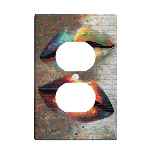 Colorful Lip Art Lichtschalter-Abdeckplatte/Steckdosenabdeckungen, lebendiges Mosaik-Design für Heimdekoration, thermoplastische Wandplatten, Standardgröße, Einzel-Duplex-Steckdose Colorful Lip Art Lichtschalter-Abdeckplatte/Steckdosenabdeckungen, lebendiges Mosaik-Design für Heimdekoration, thermoplastische Wandplatten, Standardgröße, Einzel-Duplex-Steckdose von Generic