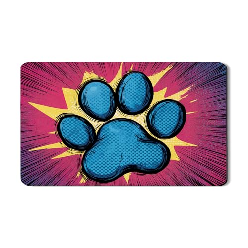 Comic Abtropfmatte für Küchentheke, saugfähiges Gummi-Abtropfgestell mit Pfotenabdruck, lustiges Abtropfgestell aus PU-Leder für Küchentheke, Tierliebhaber, 30,5 x 50,8 cm von Generic
