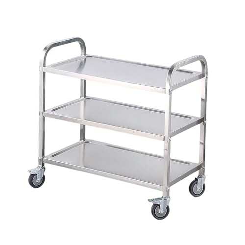 Commercial Cart Heavy Duty 3 -Tier -Küche Utility Trolley Mobile Multi -funktionale Servierwagen extra groß 3-Layer 95 * 50 * 93cm von Generic