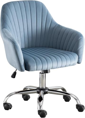 Computer-bürostuhl, Büro-Schreibtisch-Stuhl, Akzent-waschtischstuhl Samt Mit Rädern Drehbare Höhe Computer Task Rollsessel, Light Blue von Generic