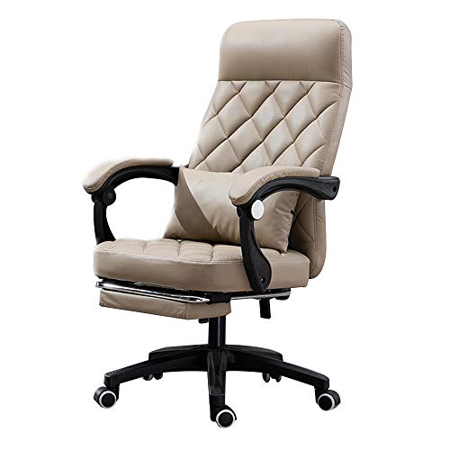 Computerstuhl Ergonomischer Bürostuhl mit hoher Rückenlehne und Fußstütze Drehbarer Executive-Computerstuhl Liegender höhenverstellbarer Gaming-Stuhl mit Lordosenstütze (Color : Khaki) von Generic