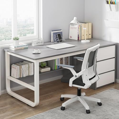 Computertisch Mit Bücherregal Und 3 Schubladen Pc-Tisch Schreibtisch Studentenschreibtisch Moderner Einfacher Home-Office-Schreibtisch Arbeitstisch, Grau, 47 Inch Computertisch Mit Bücherregal Und 3 Schubladen Pc-Tisch Schreibtisch Studentenschreibtisch Moderner Einfacher Home-Office-Schreibtisch Arbeitstisch, Grau, 47 Inch von Generic