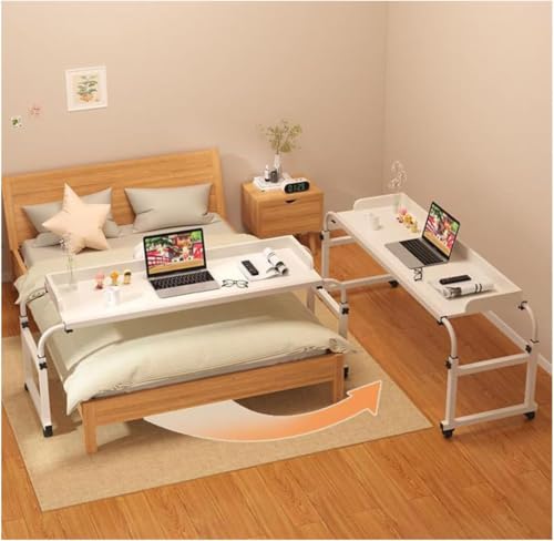 Computertisch Steharbeitsplatz Lebensmitteltablett Schreibtisch Rollender Medizinischer Tisch Betttisch Mit Höhenverstellbaren Rädern, White von Generic
