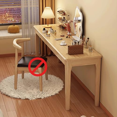 Computertisch mit Schubladen Kleiner Schminktisch Holz Kleiner Schreibtisch einfach zu montieren for Büro, Home Office Wohnzimmer und Arbeitszimmer(Beige,140x50cm/55x20in) von Generic