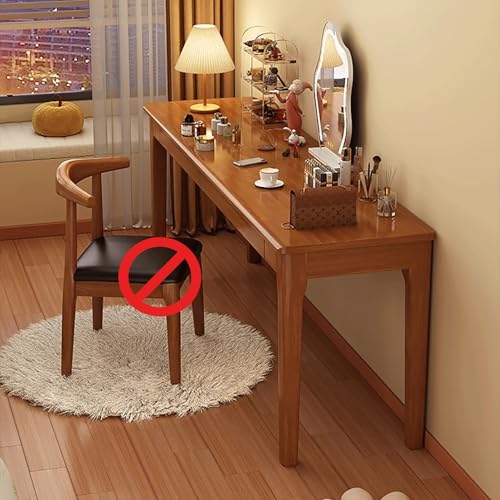 Computertisch mit Schubladen Kleiner Schminktisch Holz Kleiner Schreibtisch einfach zu montieren for Büro, Home Office Wohnzimmer und Arbeitszimmer(Brown,140x50cm/55x20in) von Generic