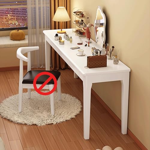 Computertisch mit Schubladen Kleiner Schminktisch Holz Kleiner Schreibtisch einfach zu montieren for Büro, Home Office Wohnzimmer und Arbeitszimmer(White,140x45cm/55x18in) von Generic