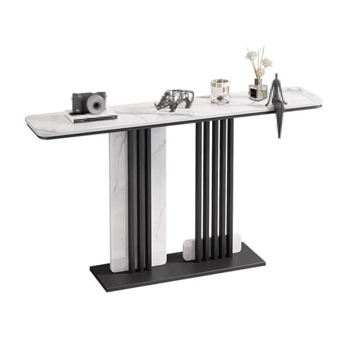 Console Table White and Gold Arbeitsplatte aus Steinplatten Großzügig Dimensionierte Arbeitsplatte Vorzimmer Möbel Weiss Geeignet für Wohnzimmer und Eingangsbereiche(E,120 * 30 * 80cm) von Generic
