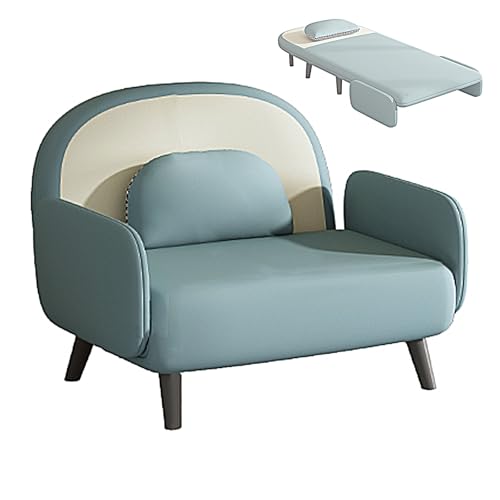 Convertible Sleeper Chair Bed with Armrests, 5 Adjustable Backrests, 250KG Capacity, Folding Sofa for Napping & Recreation, Compact Design (Blue, 195x90x26cm) von Generic
